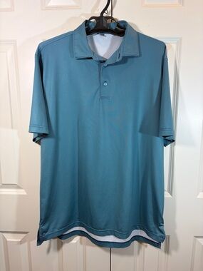 Peter Millar Men's Teal Short-Sleeve Performance Polo